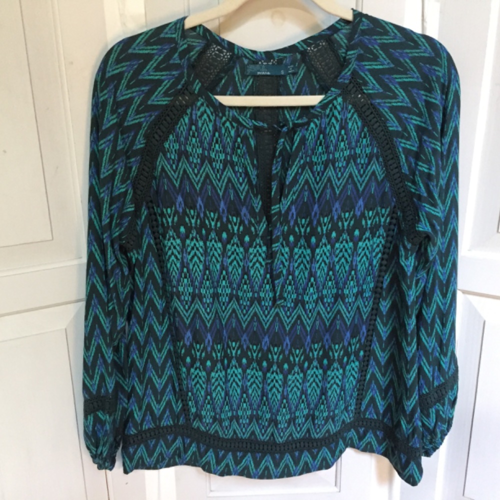 Prana Blue and Green Tribal Patterned Tunic